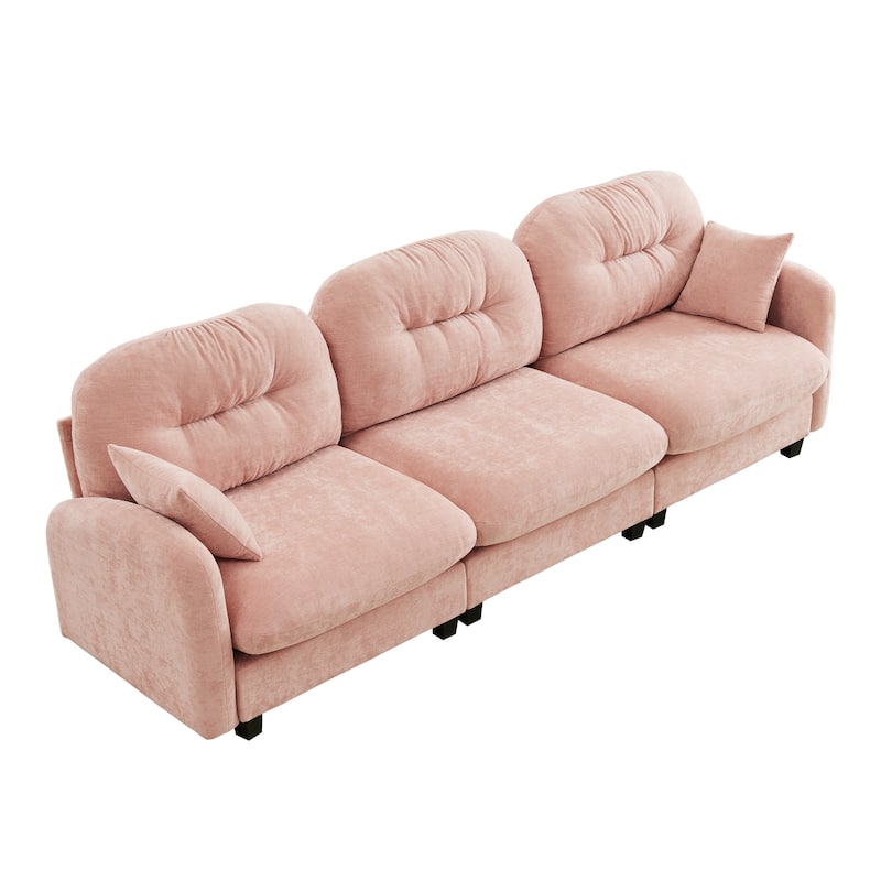 GDF Studio - Bell Modern Chenille Modular 3-Seat Sofa with Ergonomic Tufted Backrest and Wooden Base