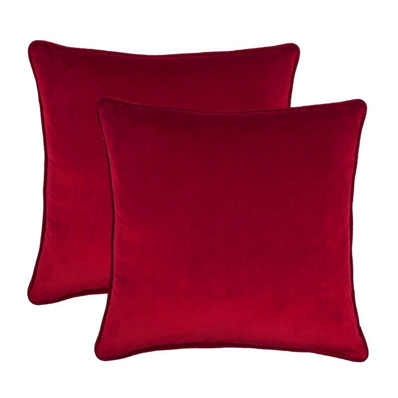 Sherry Kline Glendon Velvet Corded Edge pillow, zippered with Polyester Insert (Set of 2) 20"x20" - Red