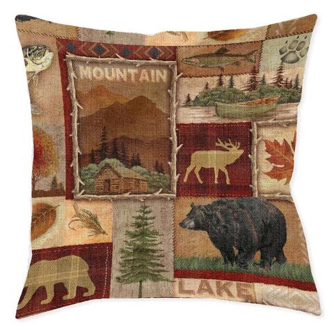 Laural Home Lodge Collage 17" x 18" Woven Decorative Pillow