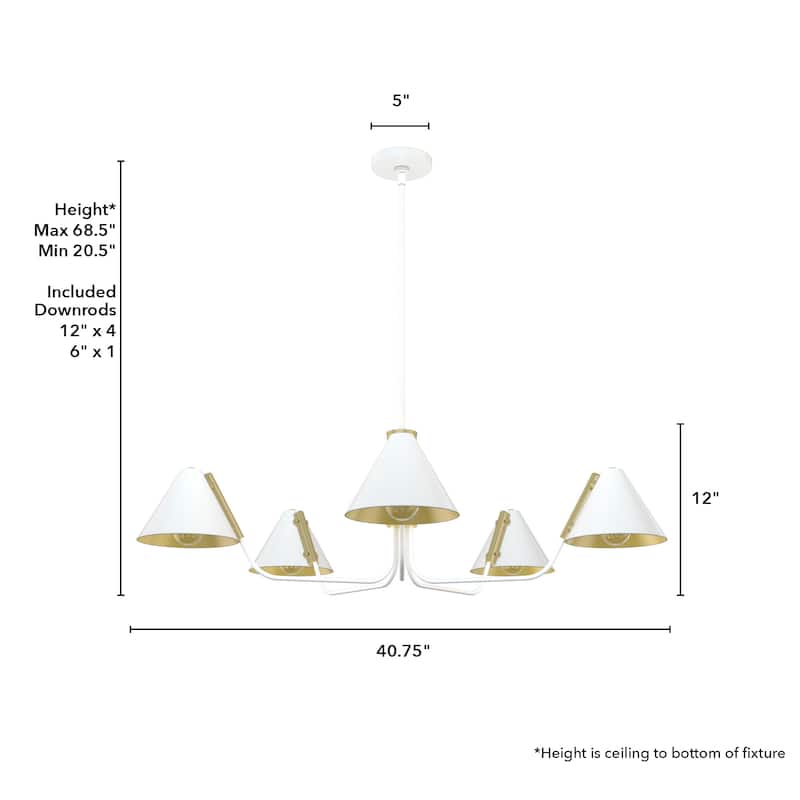 Hunter Grove Isle 5-Light Chandelier, Dining Room, Entry, Mid-Century Modern, Geometric
