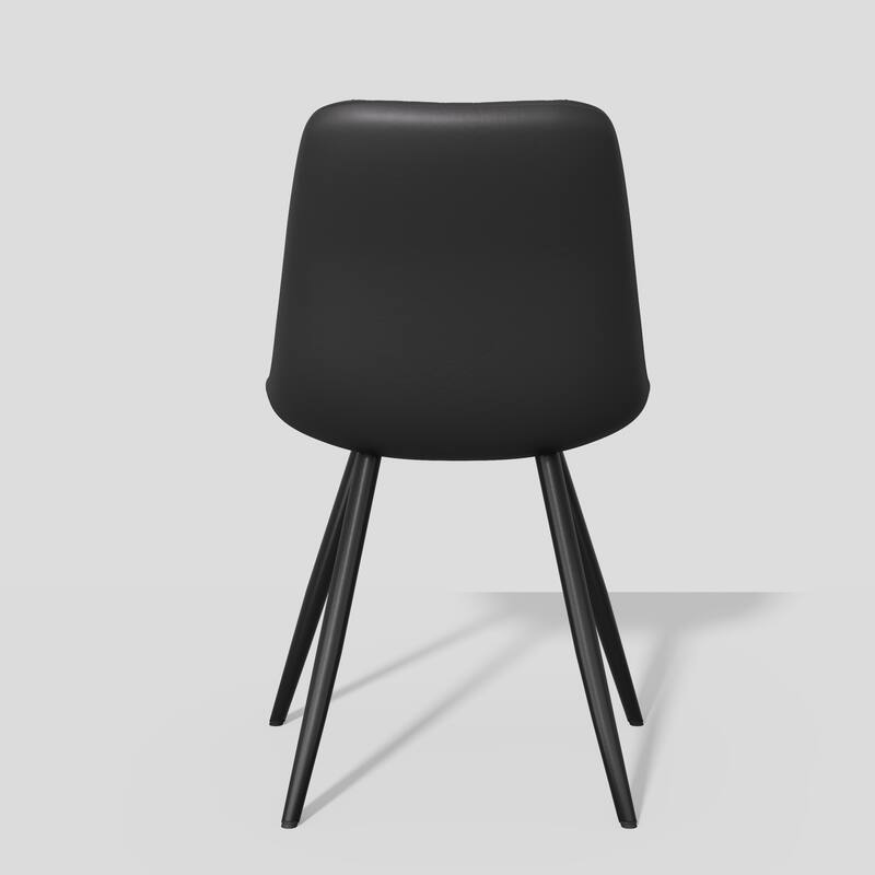 ​2-Pack Black PU Leather Dining Chairs - Diamond Stitch Ergonomic Design w/Iron Frame