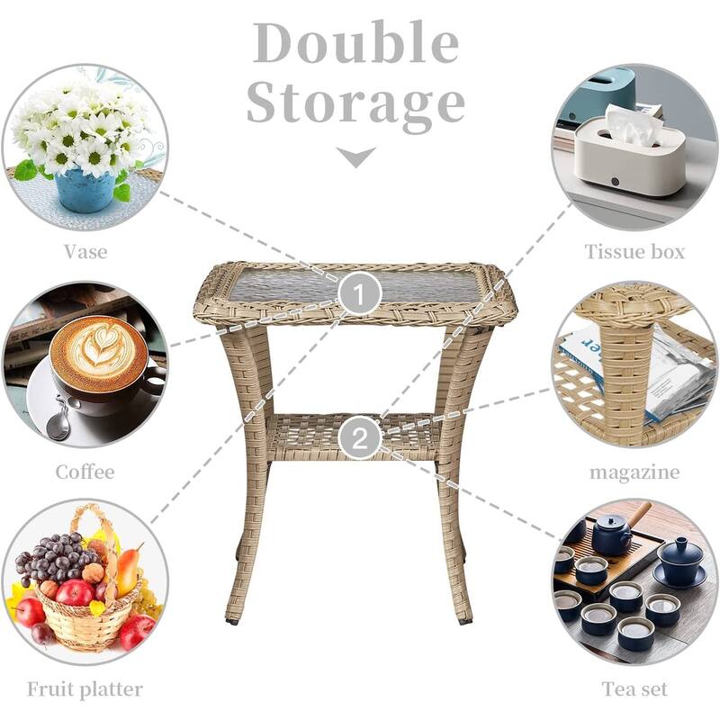 Gymojoy Outdoor Rocking Chairs Table with Cushions Set of 2