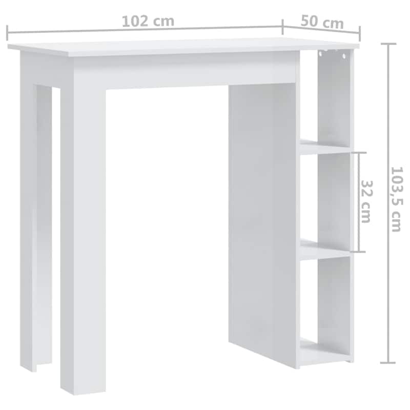 vidaXL Bar Table Kitchen Pub Table Bistro Table with Shelf Engineered Wood - 40.2" x 19.7" x 40.7"