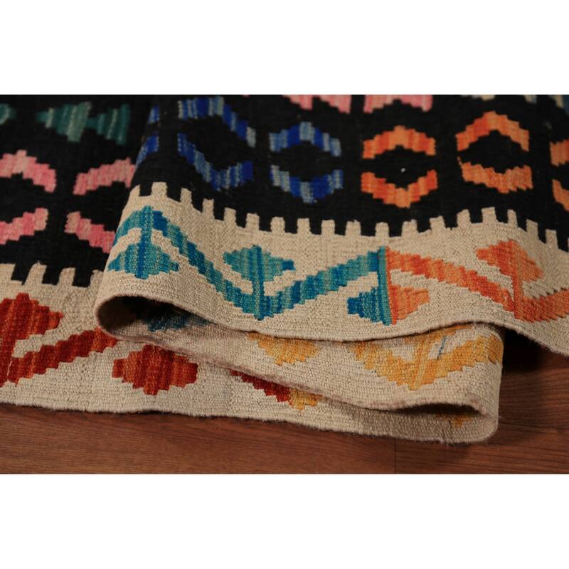 Kilim Oriental Area Rug Hand-Woven Wool Carpet - 9'10"x 13'0"