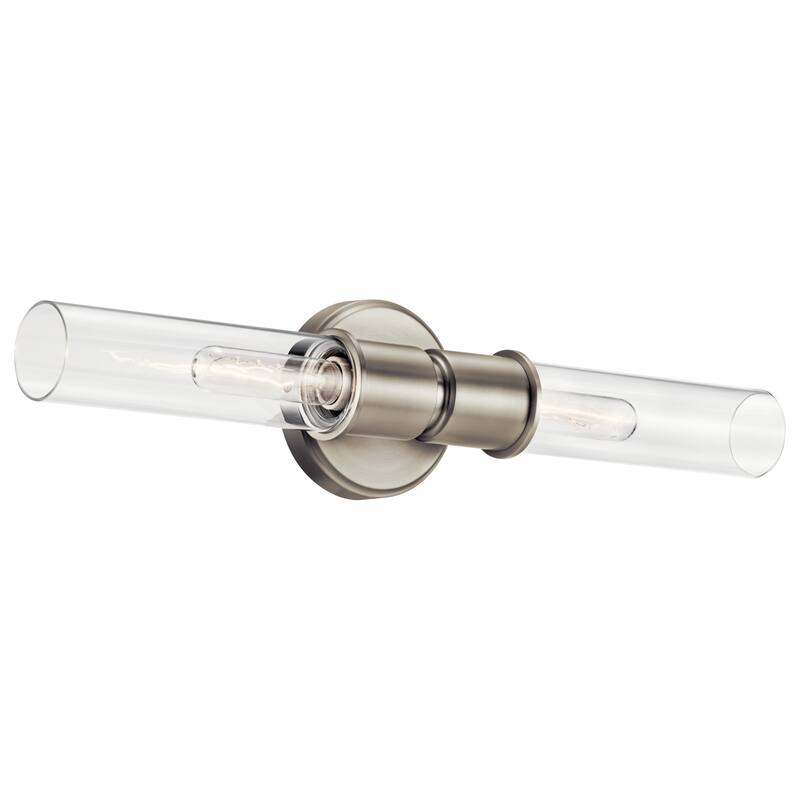 Aviv 24 in. 2-Light Wall Sconce with Clear Glass Shade - Brushed Nickel - 24 in