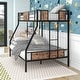 preview thumbnail 3 of 7, Twin over Full Metal Bunk Bed, Heavy Duty Frame with Safety Rail , 2 Side Ladders & Decorative Wood