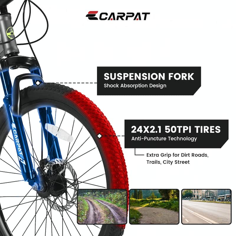 24 Inch Shimano 21 Speed Mountain Bicycle with Daul Disc Brakes