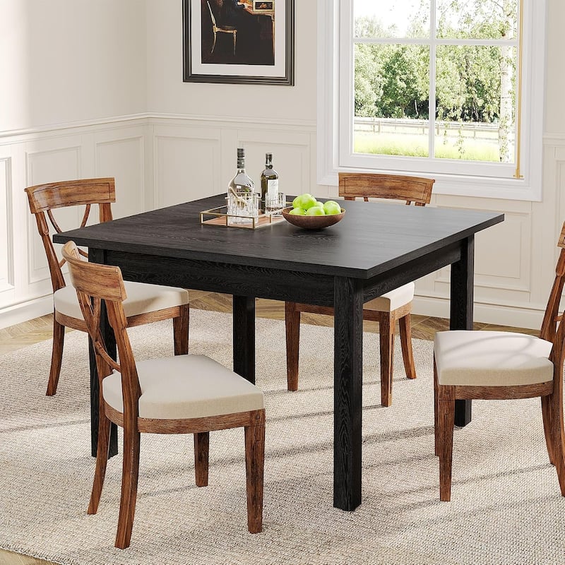 Modern Minimalist Wood 4-Person Square Kitchen/Dining Table with Solid Wood Legs for Home Kitchen/Living/Dining Room