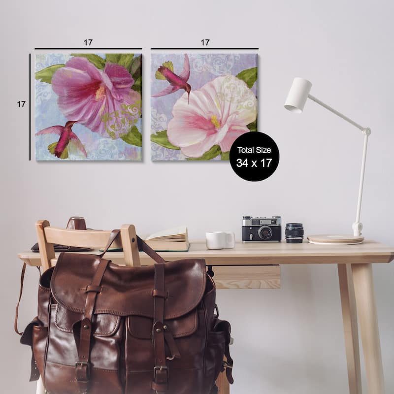 Stupell Hummingbirds & Poppy Bulbs Canvas Wall Art Design By Sasha (Set of 2)