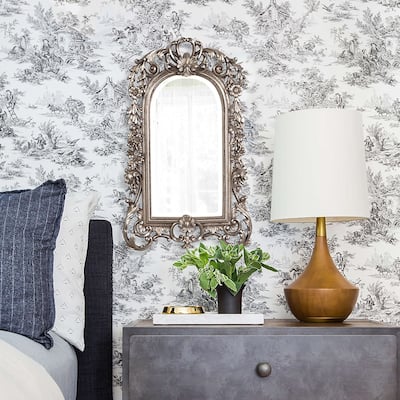 Allan Andrews Arched Wall & Accent Mirror with Intricate Ornate Frame - Silver - 22" H x 14" W