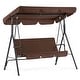 preview thumbnail 3 of 21, MCombo 3-Person Patio Swing Chair, Adjustable Canopy Hanging Swing, Removable Cushions, 4003 Brown