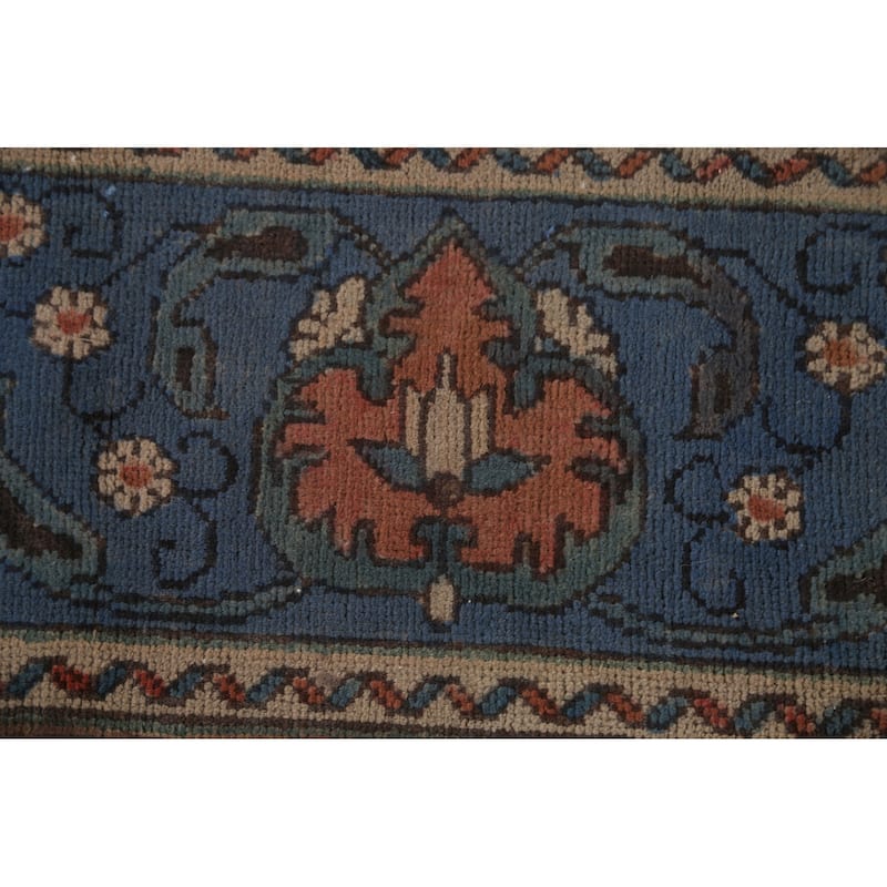 Blue Tabriz Persian Vintage Area Rug Handmade Wool Carpet - 9'10"x 13'0"