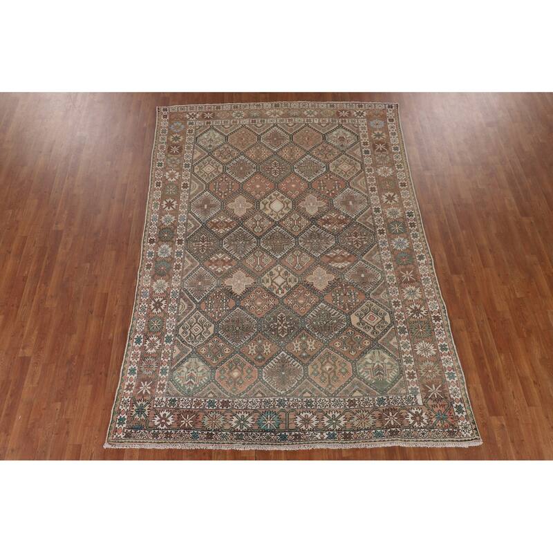 Garden Design Bakhtiari Persian Vintage Rug Hand-Knotted Wool Carpet - 6'10"x 9'10"