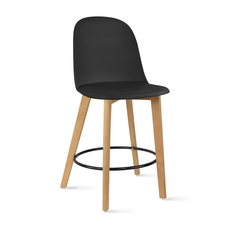 Set of 2 Designer Eiffel Chairs Counter Stools With Backs Side Molded Shell Kitchen Office Dining Dowel Bar Patio
