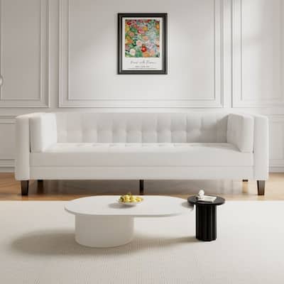 3-Seater Velvet Upholstered Tufted Coach Sofa