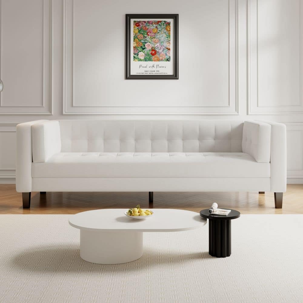 3-Seater Velvet Upholstered Tufted Coach Sofa