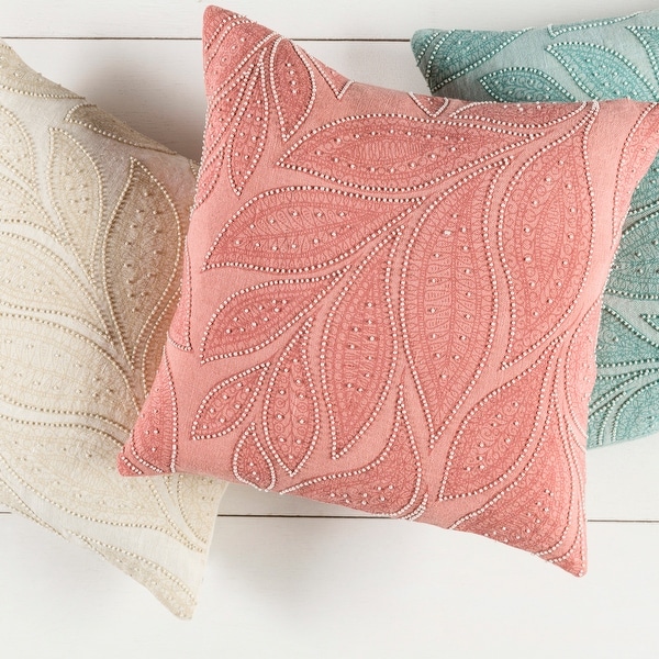 Decorative Leigh Rose 22 inch Throw Pillow Cover Bed Bath