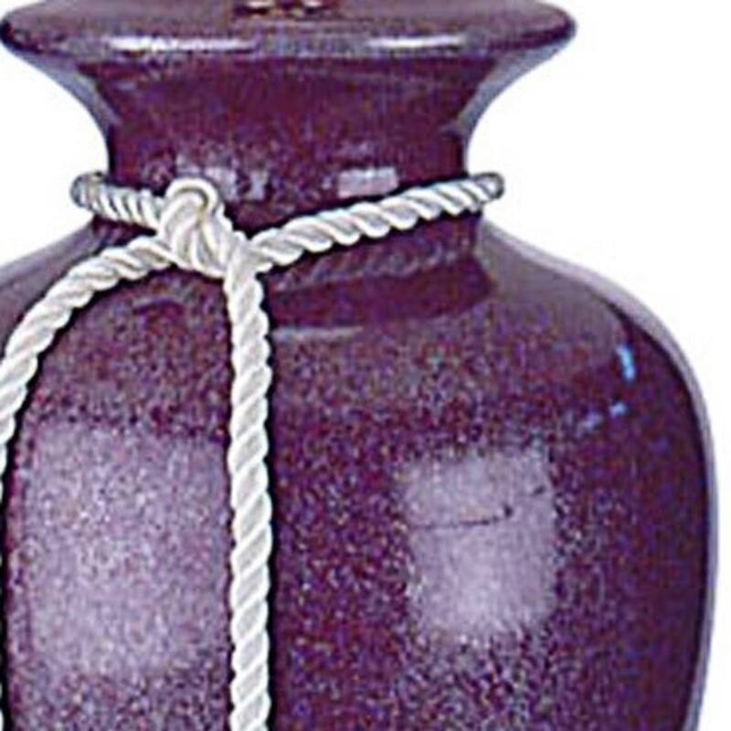 35" Extra Large Purple Ceramic Urn Table Lamp with White Empire Linen Shade for Bedroom Decor - 35" H x 20" W x 20" D