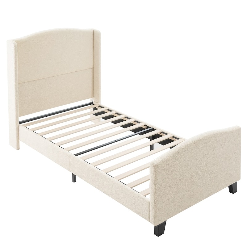 Bed Frame with 49.21"High Back Upholstered Headboard and 27.17" High Footboard