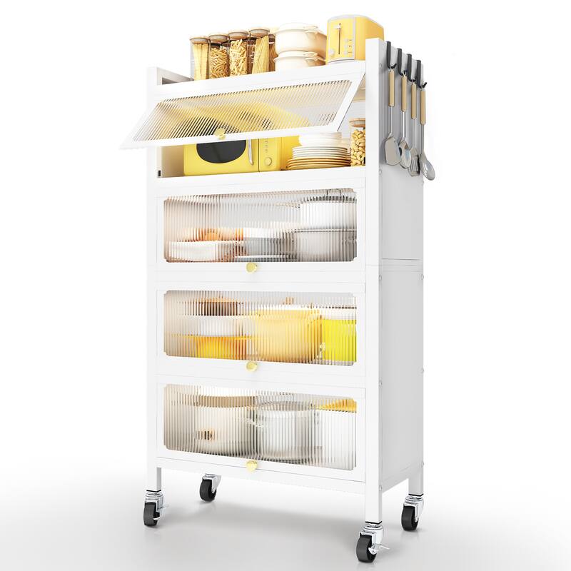 MEGA CASA 5 - Layer Steel Accent Cabinet with Door - N/A - White