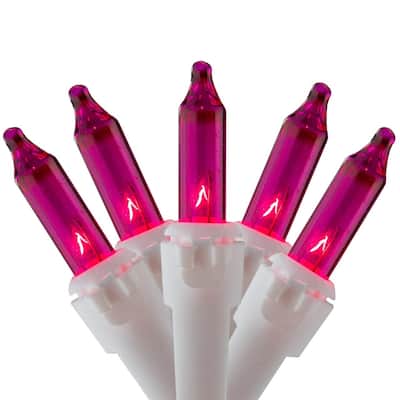 100 Count Pink Mini Icicle Christmas Lights - White Wire