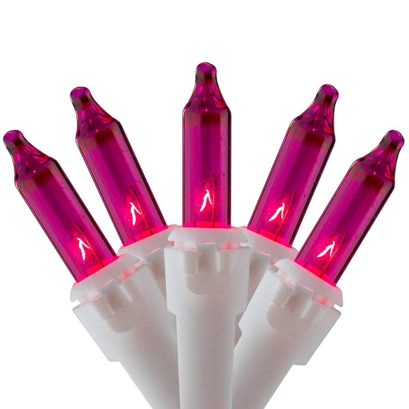 Mini Icicle Christmas Lights - Pink - 7.75' White Wire - 100ct