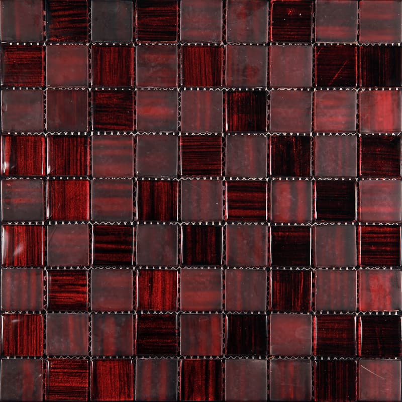 Apollo tile 11" x 11" Nirvana Glossy Matte Jam Red Glass Tile (4.43 sq ft/case) - 5 Pack