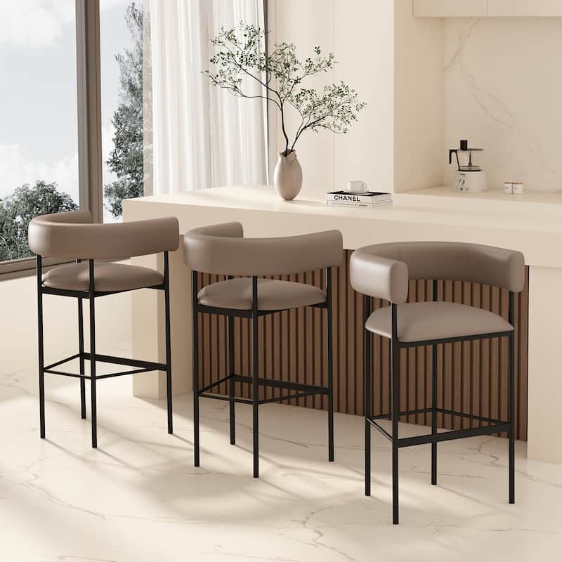 Onda Vegan Leather Metal Upholstered Barstool