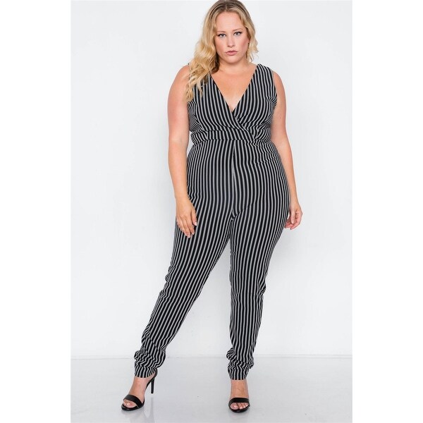 plus size black bodycon jumpsuit