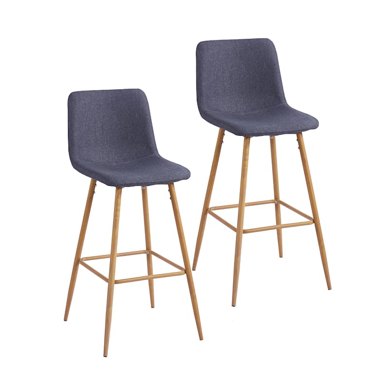 Porthos Home Eila Bar Stools Set of 2, Fabric Upholstery, Metal Legs - Dark Grey