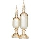 preview thumbnail 3 of 3, CosmoLiving by Cosmopolitan Gold Metal Decorative Jars with Finial Lids (Set of 2) - S/2 22", 19"H
