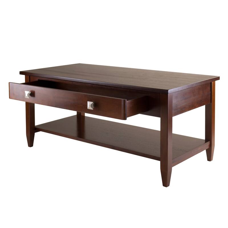 40" Walnut Brown Contemporary Coffee Table with Tapered Leg