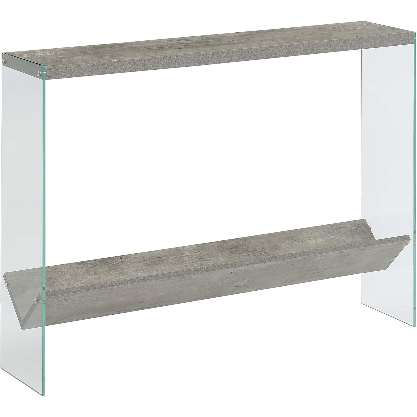 Glass Console Table 42" - Modern Sofa & Entryway Table with Storage Shelf, Narrow Hall Accent for Living Room