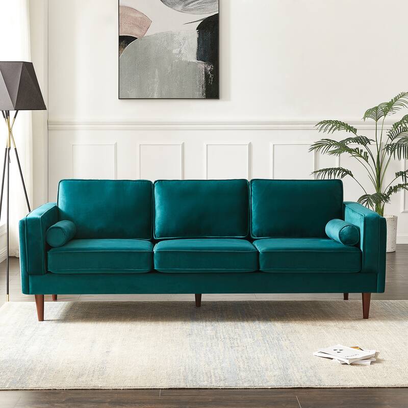Lavinia Mid Century Modern Style Sofa Couch for Living Room - 33" x 88" x 34" - Teal