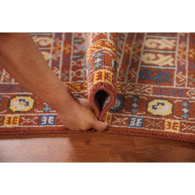 Orange Khotan Runner Rug Hand-Knotted Wool Carpet - 2'6"x 8'0"