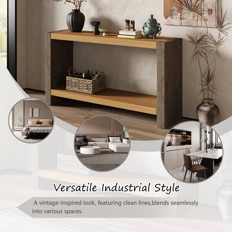 Mirod Vintage Industrial Console Table with Premium Wood Veneer