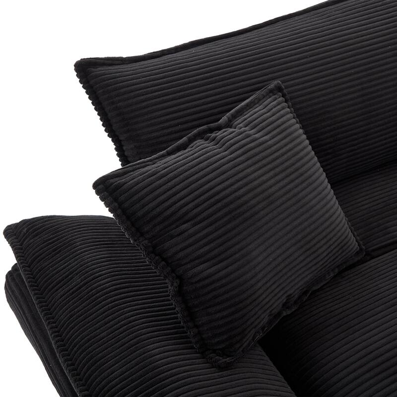 84-Inch Corduroy Sofa with Double Layer Cushion and 2 Extra Pillows for Living Room or Guest Room