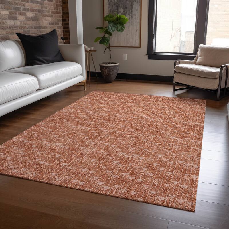 Machine Washable Indoor/ Outdoor Arrows Chantille Rug - Terracotta - 2'6" x 3'10"