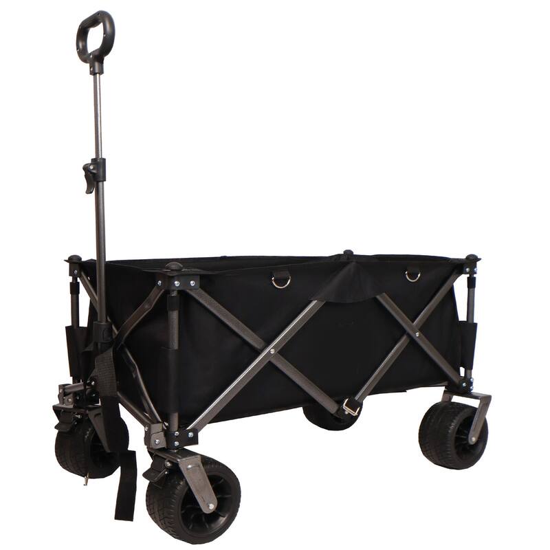 Collapsible Utility Wagon - 360° Rotating Wheels, Steel Frame, 200 lb Load, Compact Storage