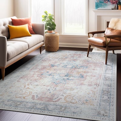 Bohemian Transitional Machine Washable Area Rug