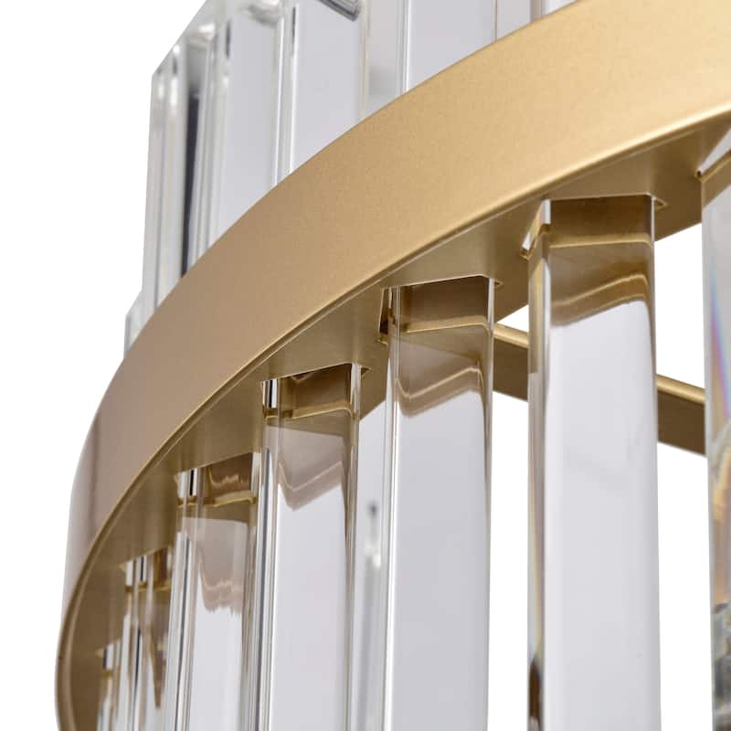 Casandra Glossy Brass 5-Light Drum Crystal Glass Flush Mount