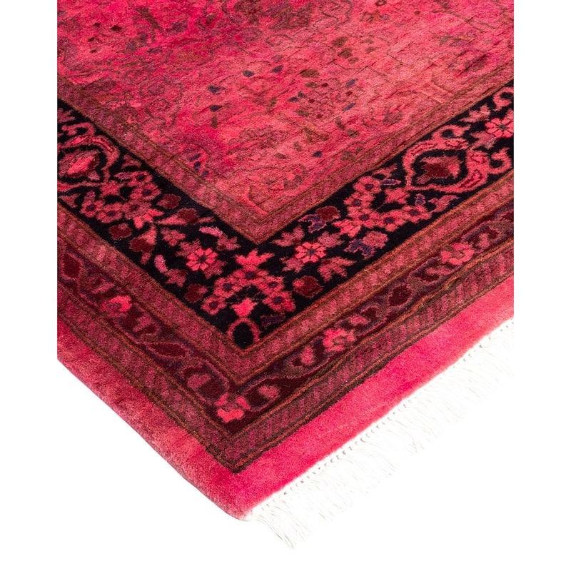 Overton Hand Knotted Wool Vintage Inspired Modern Contemporary Overdyed Pink Runner Rug - 2' 7" x 6' 2"