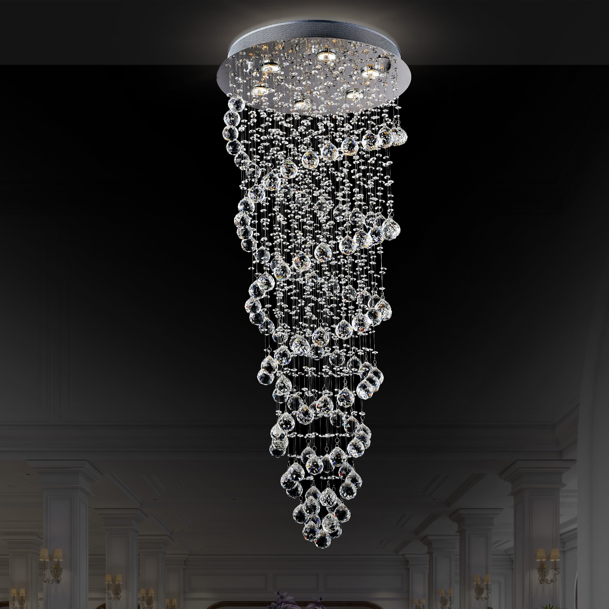 CWI Lighting Double Spiral 6 Light 20in Chrome Flush Mount