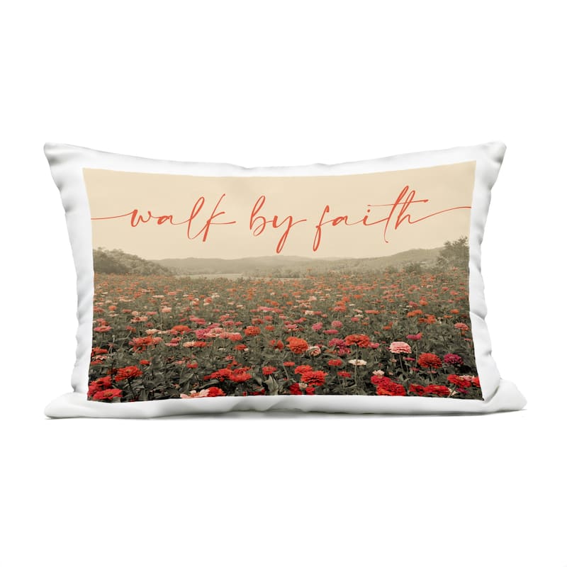 Stupell Walk By Faith Garden Printed Outdoor Throw Pillow Design by GAIL PECK - Accent - Polyester - Red - Single