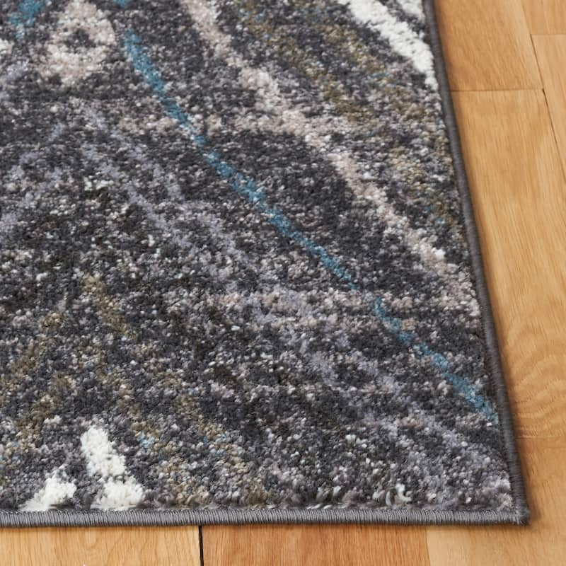 SAFAVIEH Amsterdam Gulumser Modern Rug - 6'7" Square - Dark Grey/Grey
