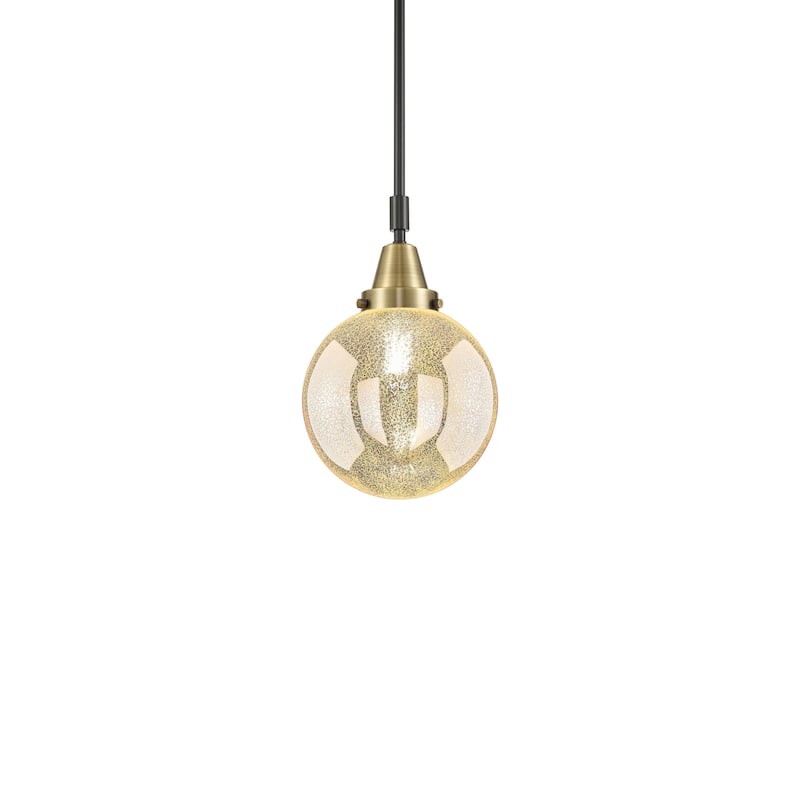 Innovations Lighting 447-1S-13-8 Beacon Pendant Beacon 8" Wide Mini - Black Antique Brass / Mercury