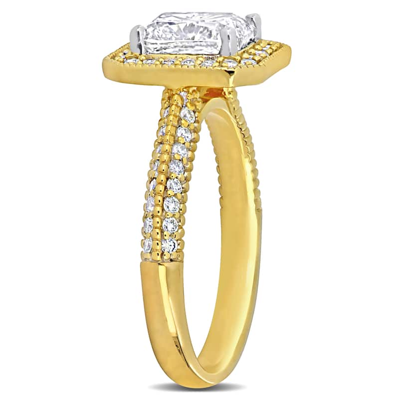 Miadora 2 1/2ct TDW Cushion-Cut and Round-Cut Diamond Engagement Ring in 14k Yellow Gold