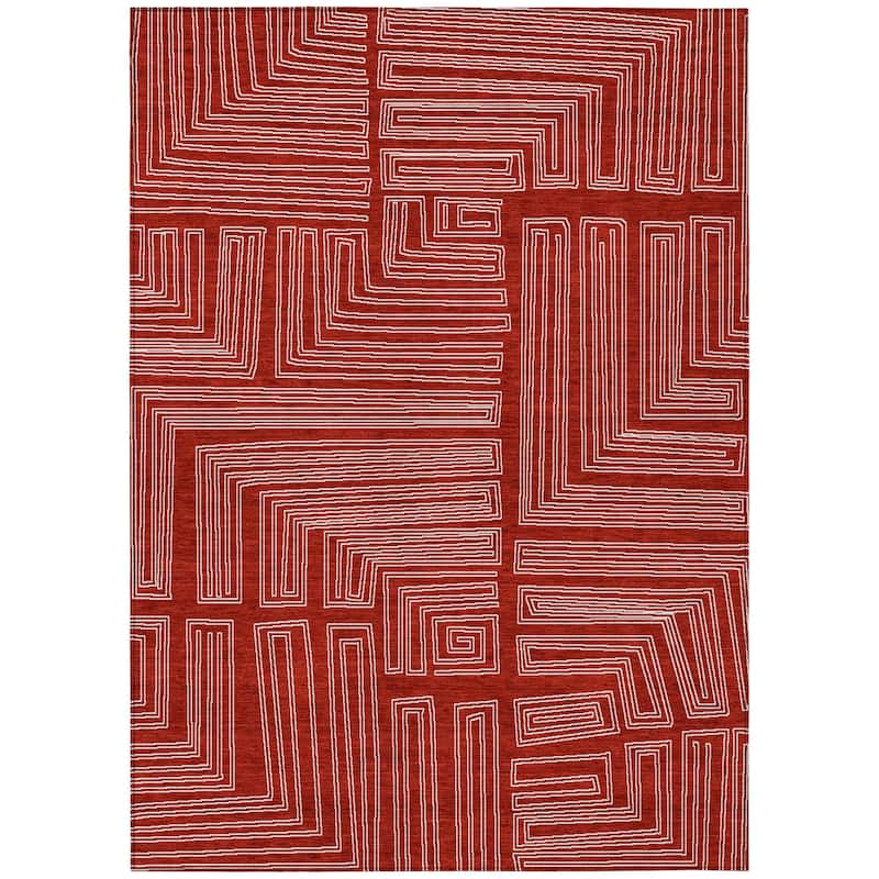 Machine Washable Indoor/ Outdoor Contemporary Stack Chantille Rug