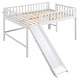 preview thumbnail 11 of 24, Full Size Pine Wood Low Loft Kids Bed Frame with Slide and Vertical Ladder, Fun Space-Saving Design for Bedroom, White