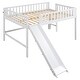 preview thumbnail 18 of 21, Wooden Bedframe Full Size Low Loft Bed with Slide and Ladder